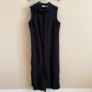 Black Linen Shirt Mini Dress Size L by Units